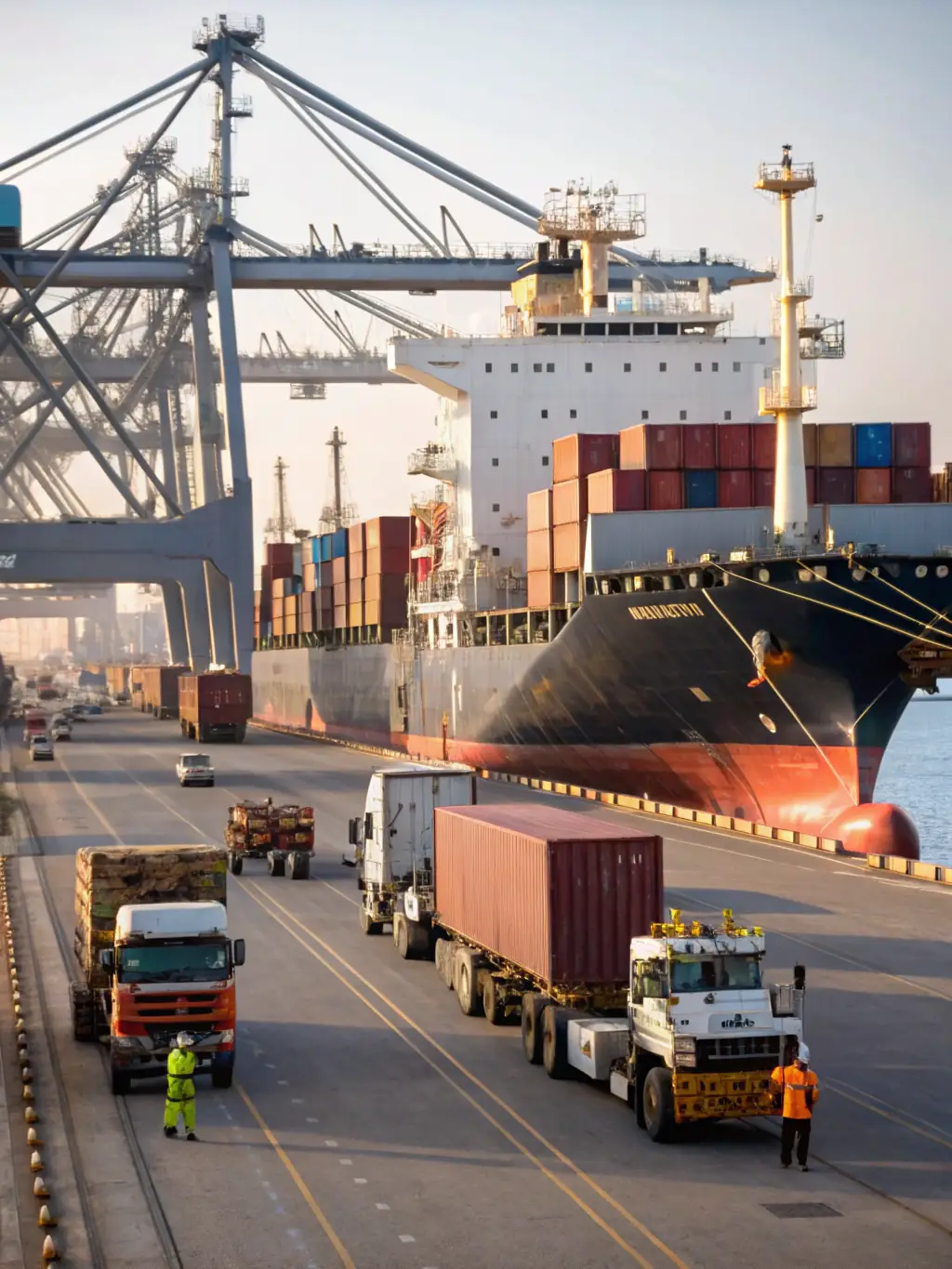 A newly constructed logistics warehouse with trucks loading and unloading, representing a private credit opportunity in the industrial real estate sector.